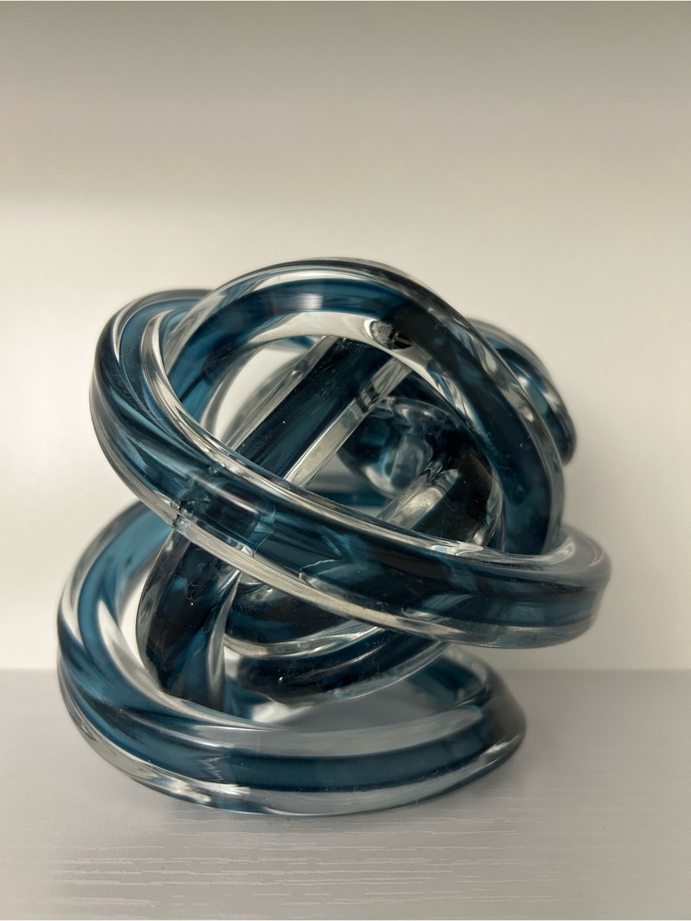 Blue Glass Knot Sculpture Decorative Home Art